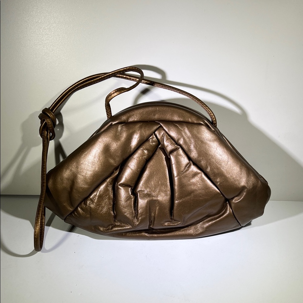 Park Avenue Int. Vintage Metallic Brown Leather Clutch / Handbag